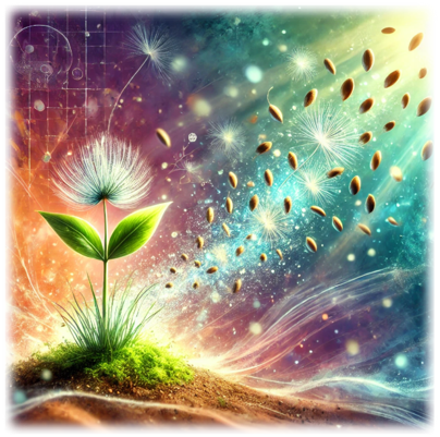 eine Reife Blüte mit Samenflug zeigt Symbolisch das Geben von Wissen und Erfahrung.